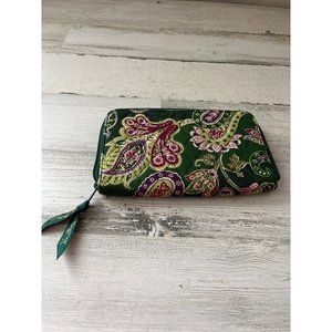 Vera Bradley green paisley design zip wallet